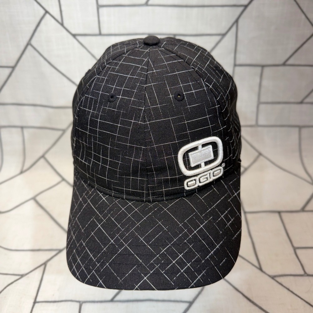 OGIO Baseball Cap OSFA Black White Grid Embroidered Logo Adjustable Hat